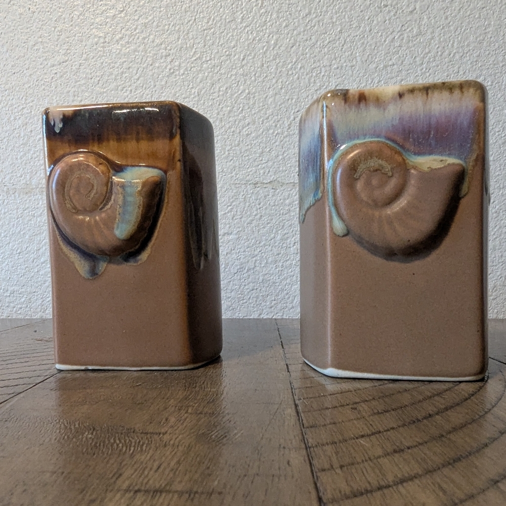 Vintage  Drip Glaze Padilla Signed Mug Set Of 2 Seashell Mexico Pottery